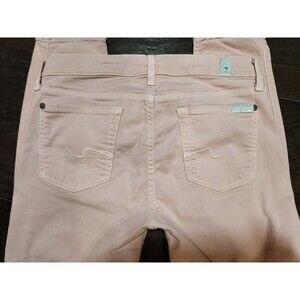 7 Seven For All Mankind Cropped Gwenevere Skinny Pink Jeans size 28